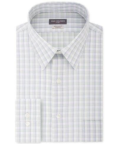 Van Heusen Classic/regular-fit Wrinkle-free Performance Stretch Flex Collar Plaid Dress Shirt Danish Blue