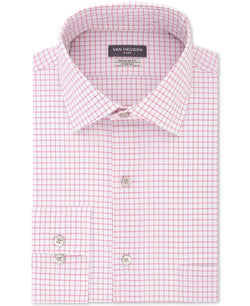 Van Heusen Flex Classic/regular-fit Stretch Wrinkle-free Check Dress Shirt White/Pink thumbnail 1