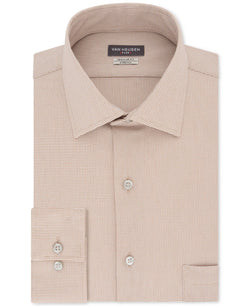 Van Heusen Flex Classic/regular-fit Stretch Wrinkle-free Nailshead Print Dress Shirt Camel thumbnail 1