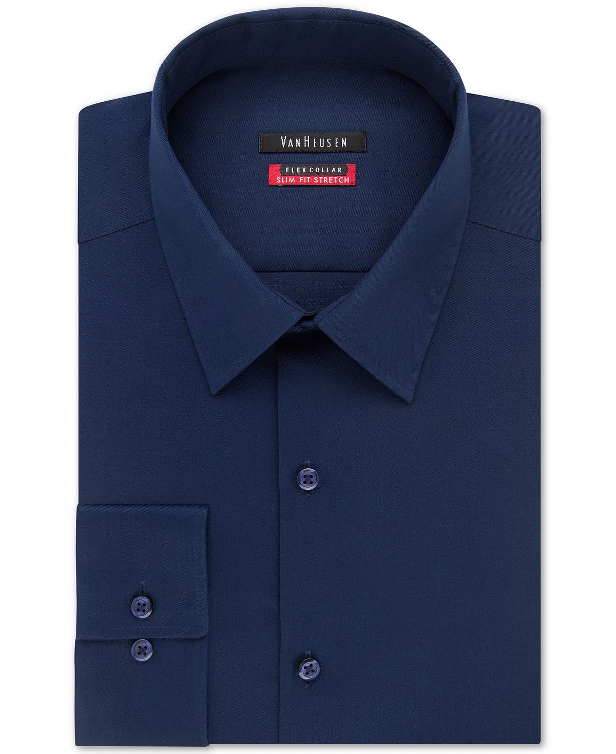 Van Heusen Slim-fit Flex Collar Stretch Solid Dress Shirt Night Blue