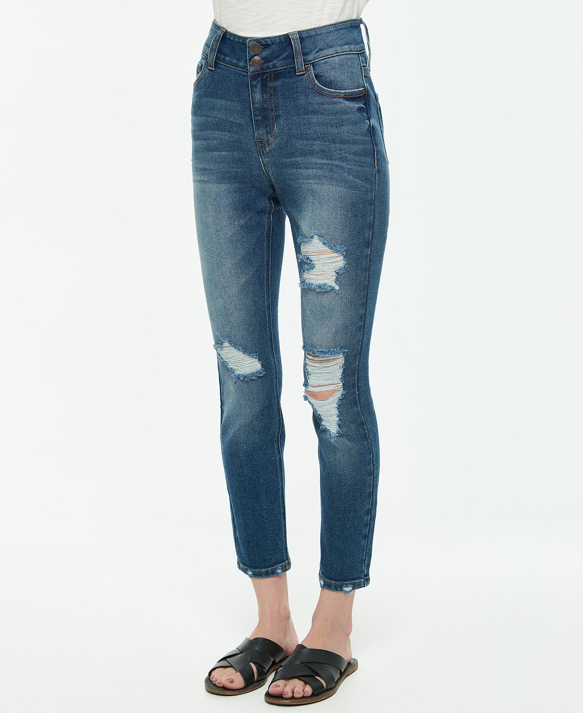 Vanilla Star Juniors' Double-button High-rise Skinny Jeans Augusto