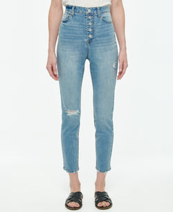 Vanilla Star Juniors' Exposed Button-fly High Rise Skinny Jeans Renny thumbnail 1
