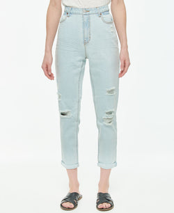 Vanilla Star Juniors' Ripped Mom Jean Blue thumbnail 1