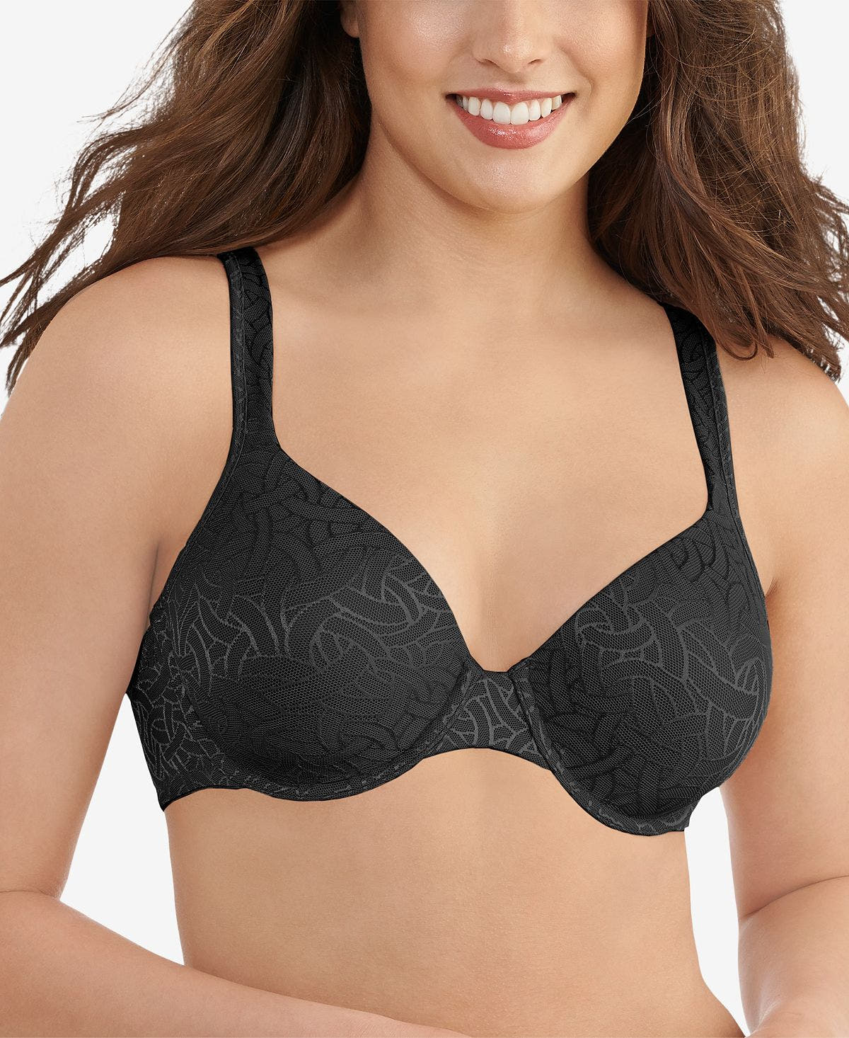 Vanity Fair Body Shine Full Coverage Underwire Contour Bra – 75298 Midnight Black Jaquard