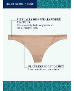 Vanity Fair Nearly Invisible Thong Underwear 18241 Also Available In Extended Sizes Earthy Grey thumbnail 4