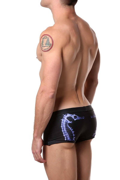 Vanwolff Purple/Black Seahorse Prey Swim Trunk