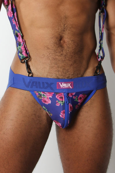 Vaux Floral Blue VX2 Zipper Jockstrap
