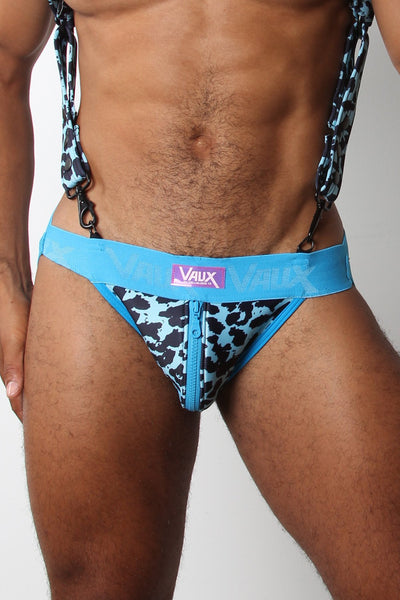 Vaux Leopard Blue VX2 Zipper Jockstrap