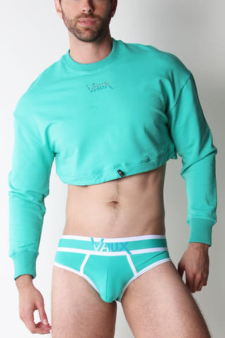 Vaux Turquoise Cotton Candy Cropped Sweater
