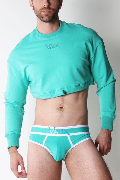 Vaux Turquoise Cotton Candy Cropped Sweater