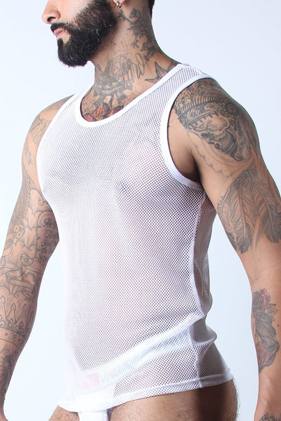 Vaux White VX1 Mesh Tank Top