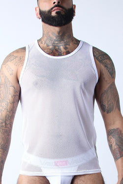 Vaux White VX1 Mesh Tank Top thumbnail 3