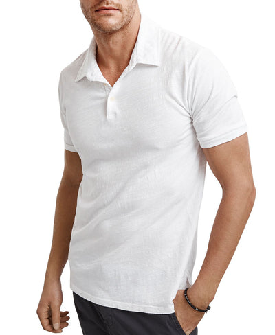 Velvet By Graham & Spencer Randall Slub-knit Polo Shirt White