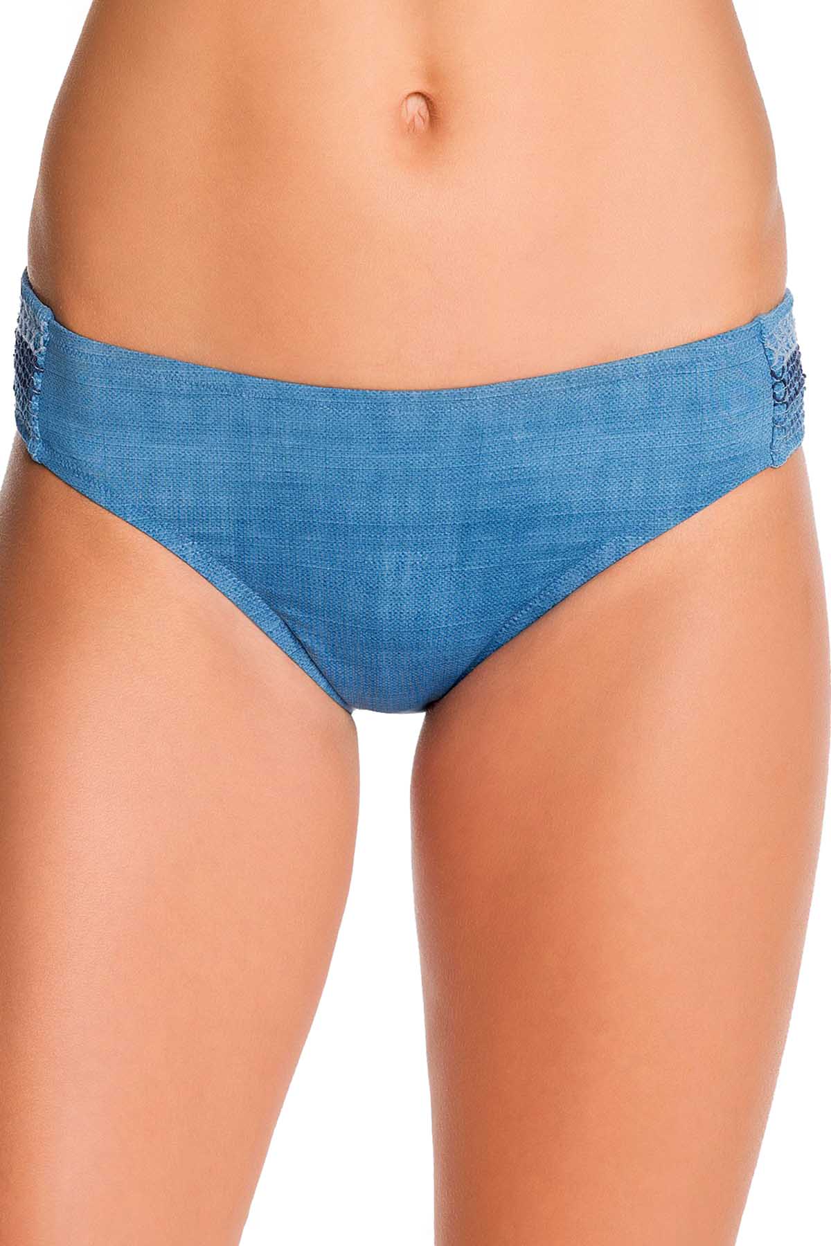 Vera Bradley Blue Chambray & Chardonnay Embroidered Bikini Bottom