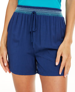 Vera Bradley Smocked-waist Sleep Shorts Kensington Blue thumbnail 2
