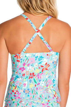 Vera Bradley Turquoise Superbloom Cross Back Tankini Top thumbnail 2