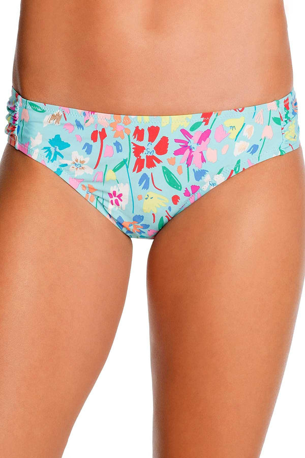 Vera Bradley Turquoise Superbloom Shirred-Side Bikini Bottom