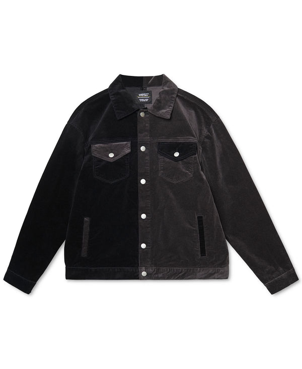 Versace Wesc Split Colorblocked Corduroy Trucker Jacket Black Multi