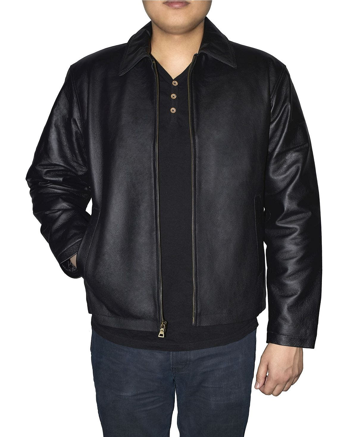 Victory Sportswear Retro Leather Jacket Black