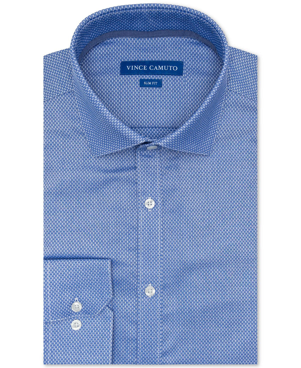 Vince Camuto Slim-fit Performance Stretch Dobby Dress Shirt Medium Blue Dobby