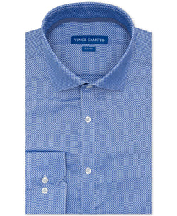 Vince Camuto Slim-fit Performance Stretch Dobby Dress Shirt Medium Blue Dobby thumbnail 1
