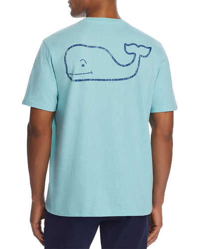 Vineyard Vines Heathered Whale Logo-print Pocket Tee Andros Blue