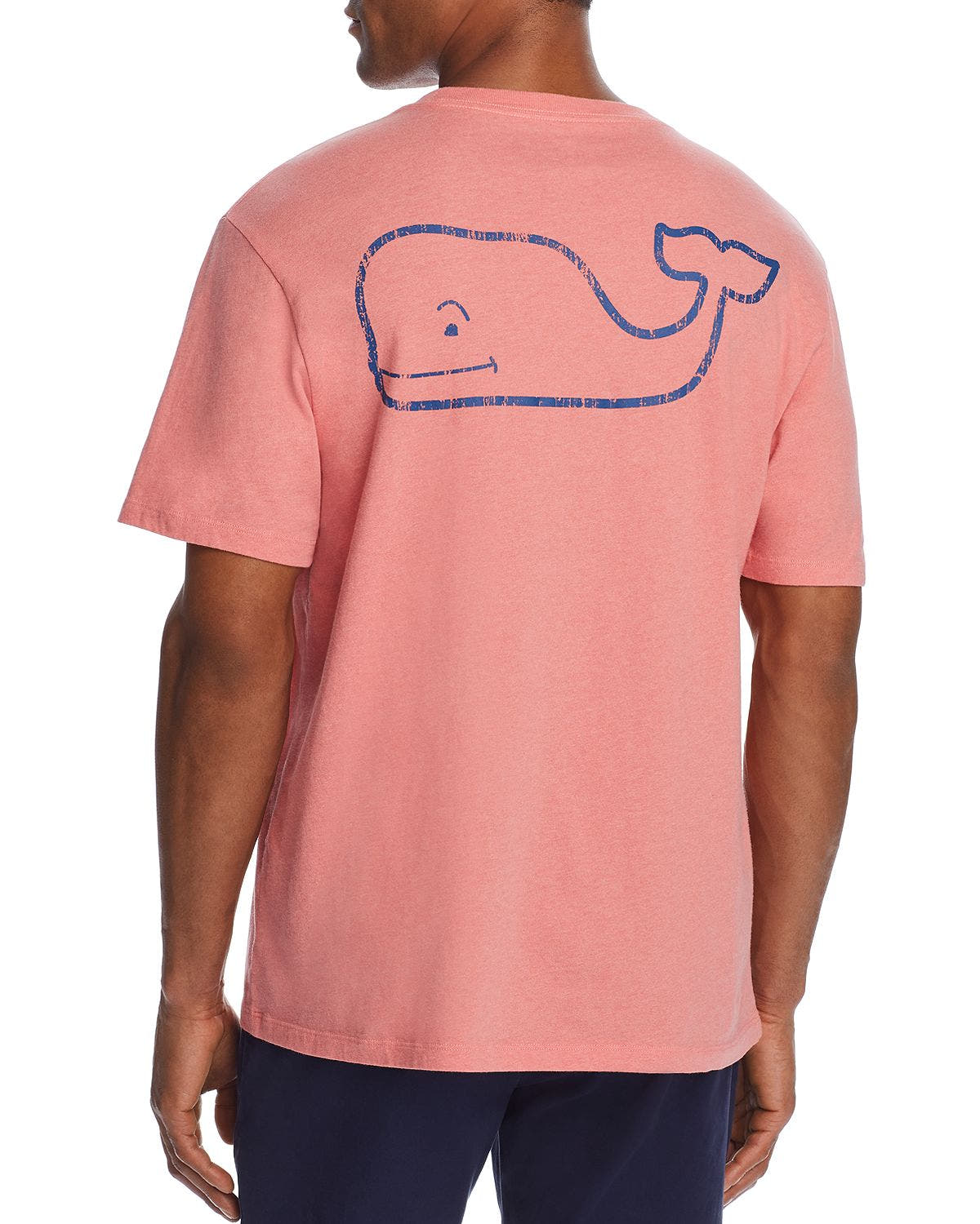 Vineyard Vines Heathered Whale Logo-print Pocket Tee Coral Reef