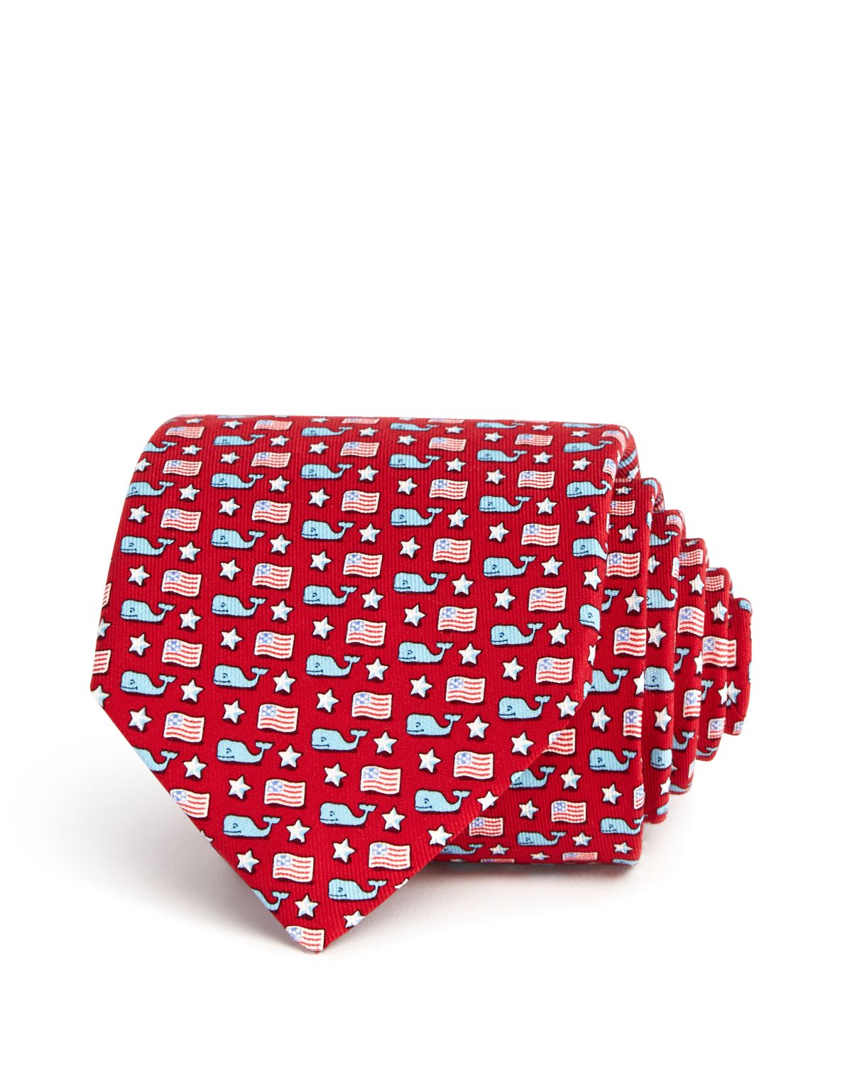 Vineyard Vines Whale And Flag Classic Tie Red