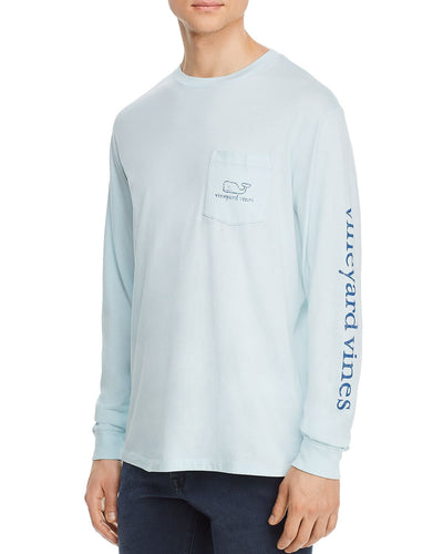 Vineyard Vines Whale Graphic Long Sleeve Pocket Tee Misty Blue