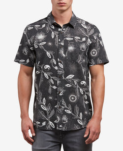 Volcom Broha Slim-fit Leaf-print Shirt Black thumbnail 1