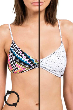 Volcom White/Multi Spot-On Reversible V-Neck Bikini Top thumbnail 2