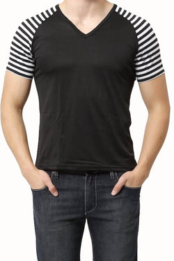 Vuthy Black Striped Raglan Tee thumbnail 1