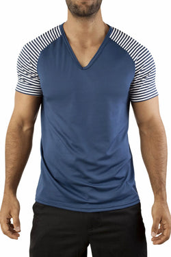 Vuthy Navy Striped Raglan Tee thumbnail 1