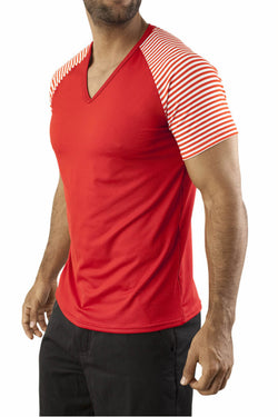 Vuthy Red Striped Raglan Tee thumbnail 1
