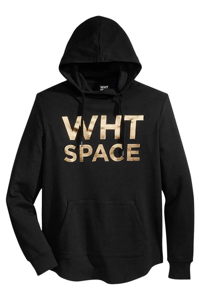 WHT SPACE Black/Gold Graphic-Print Hoodie