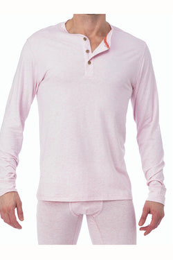 WOOD Pink Heather Long Sleeve Henley thumbnail 1