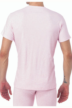WOOD Pink Heather Short Sleeve Henley thumbnail 2