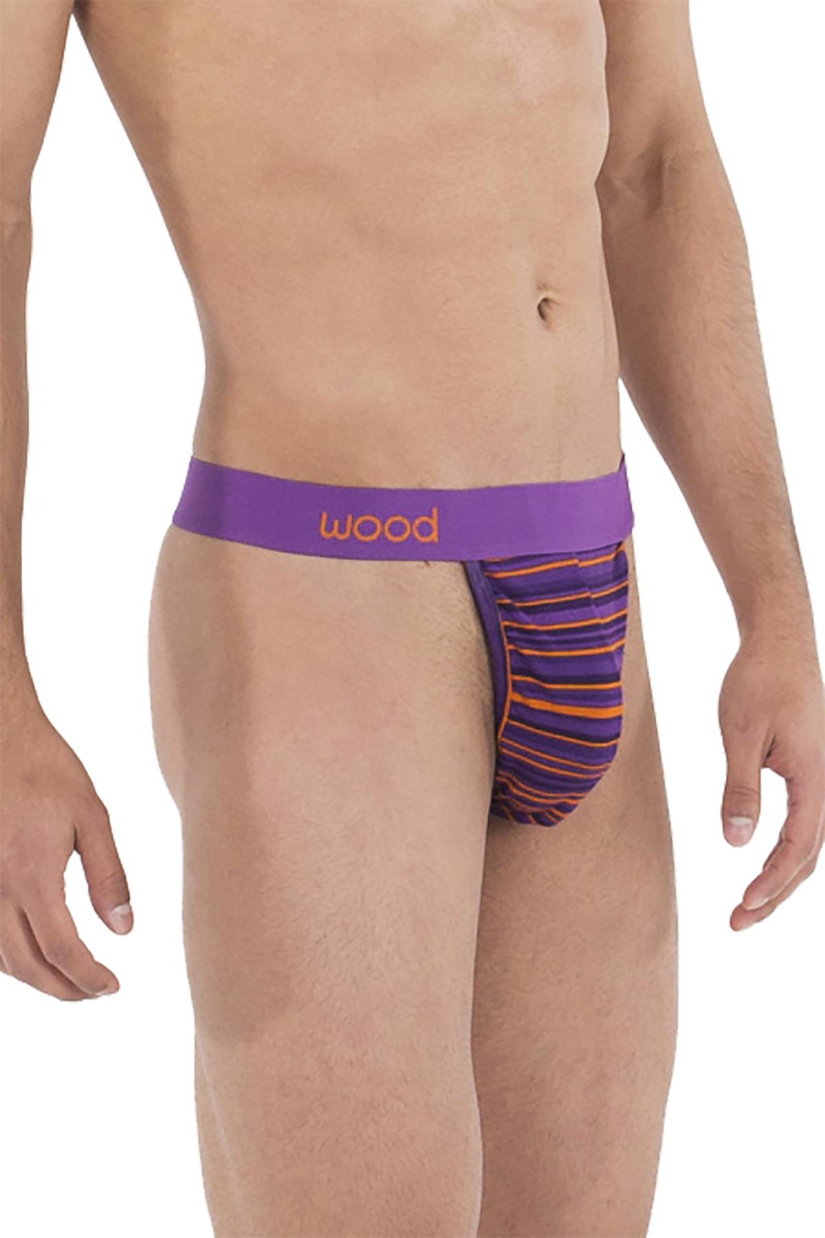 WOOD Purple Stripe Thong