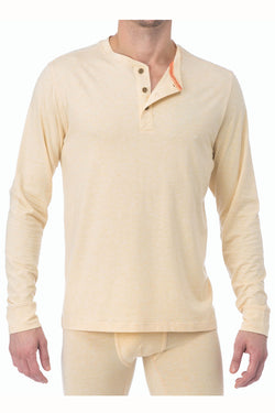 WOOD Straw Yellow Long Sleeve Henley thumbnail 1
