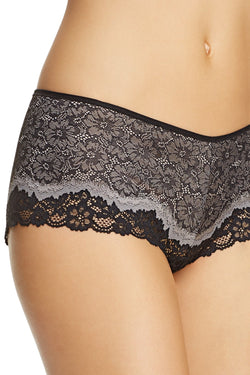 Wacoal Black/Grey Floral-Lace Basic Benefits Boyshort thumbnail 2