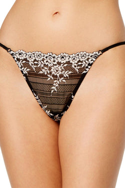 Wacoal Black/Ivory Embrace-Lace Thong thumbnail 2