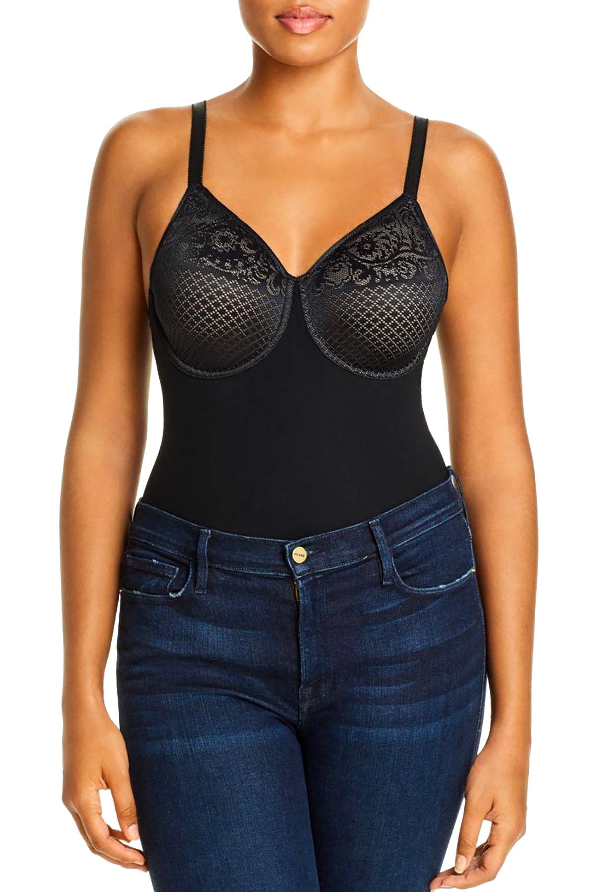 Wacoal Black Visual Effects Firm Control Jacquard Body Briefer Bodysuit