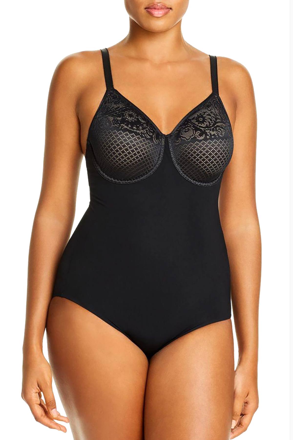 Wacoal Black Visual Effects Firm Control Jacquard Body Briefer Bodysuit
