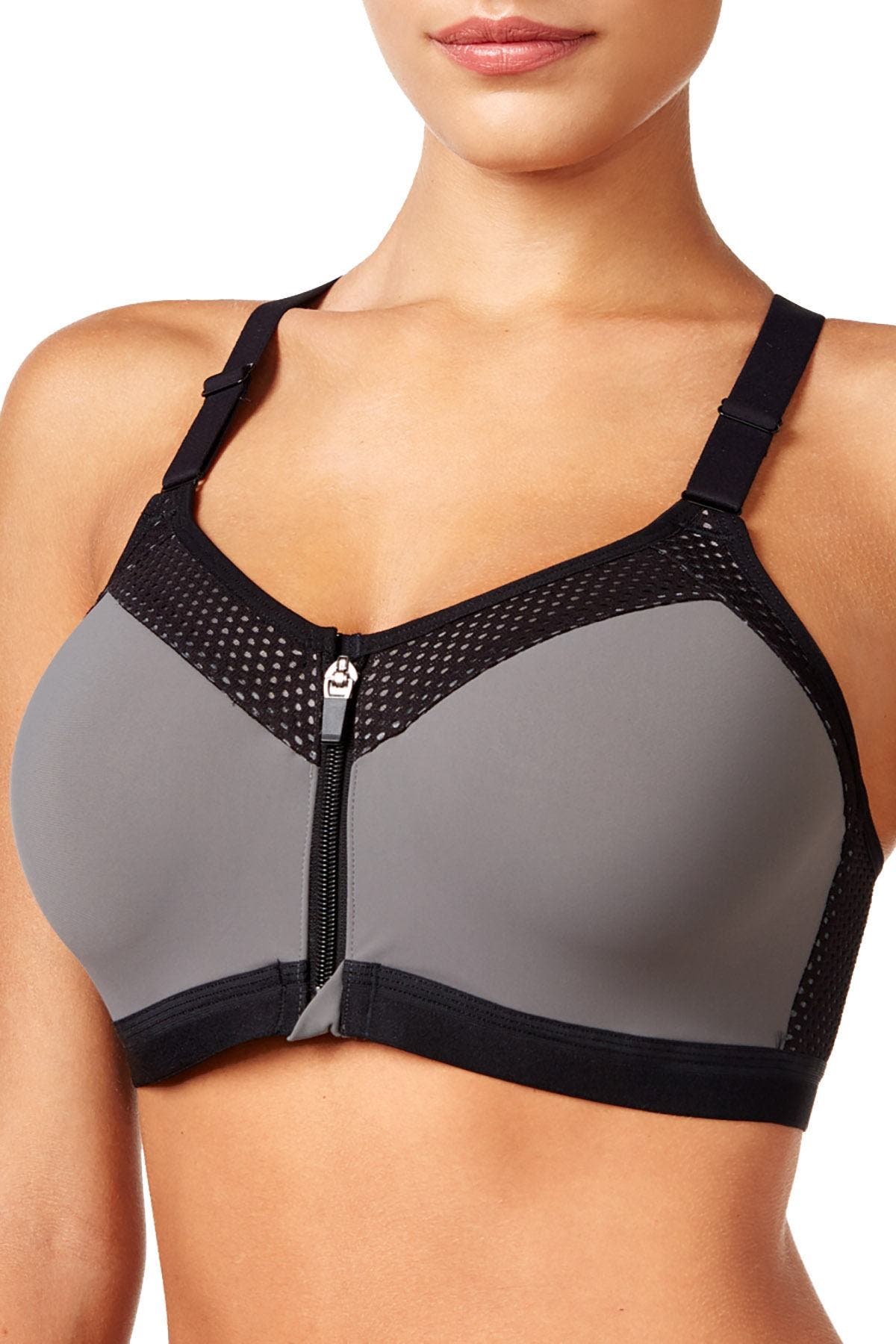 Wacoal Castlerock/Black High Impact Zipper Front Sports Bra