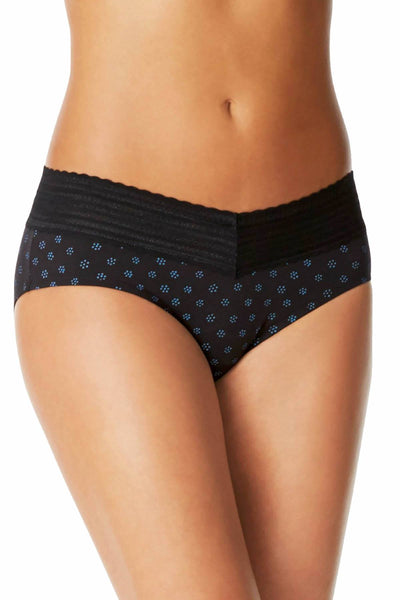 Warners Black-Tsunami/Teal-Ditsy No-Pinches No-Problems Lace/Cotton Hipster