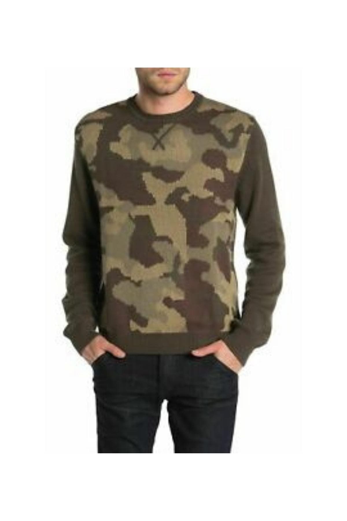 Weatherproof Dark Olive Camo Knit Sweater