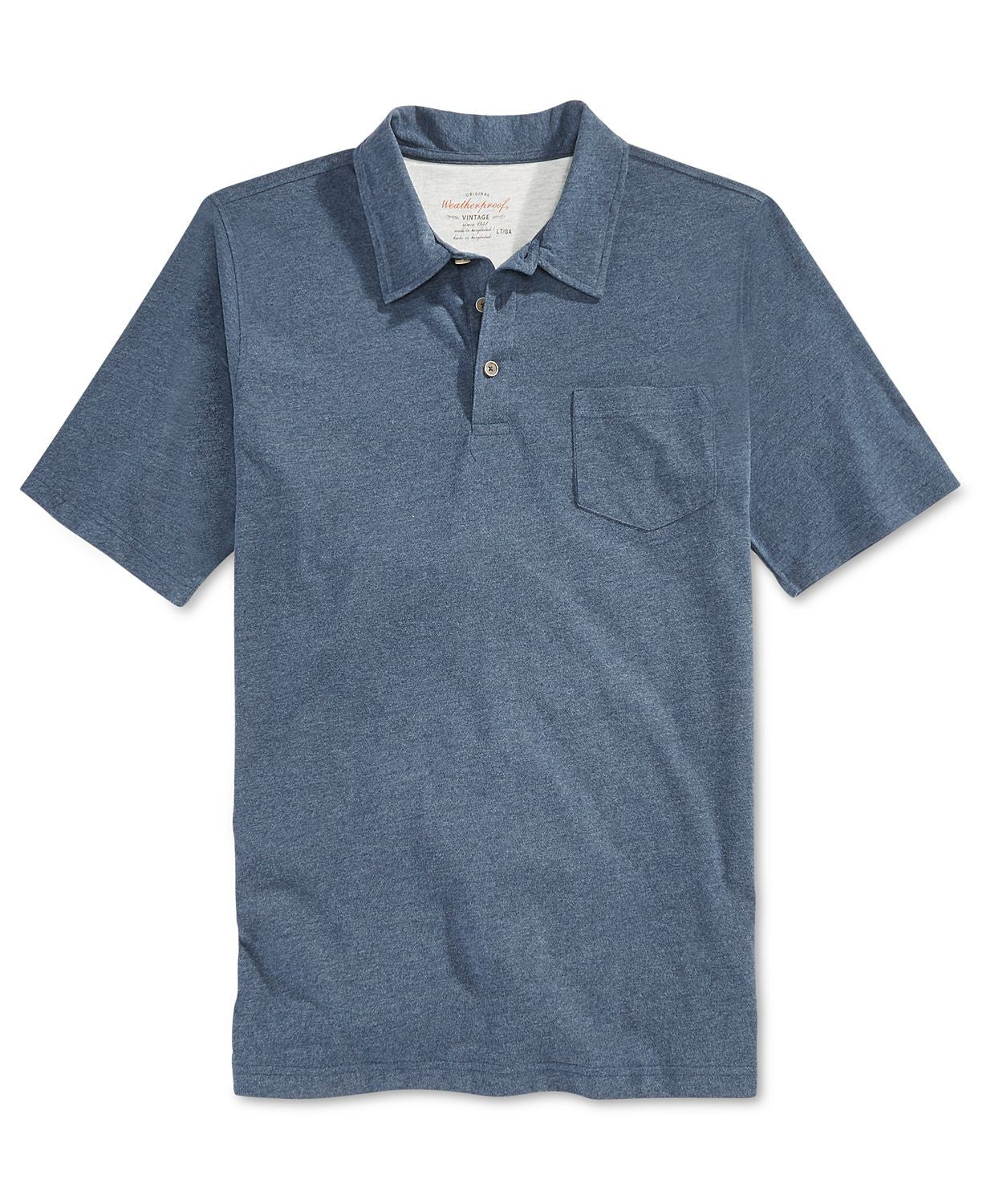 Weatherproof Vintage Big & Tall Short-sleeve Heather Polo Classic Fit Dress Blue