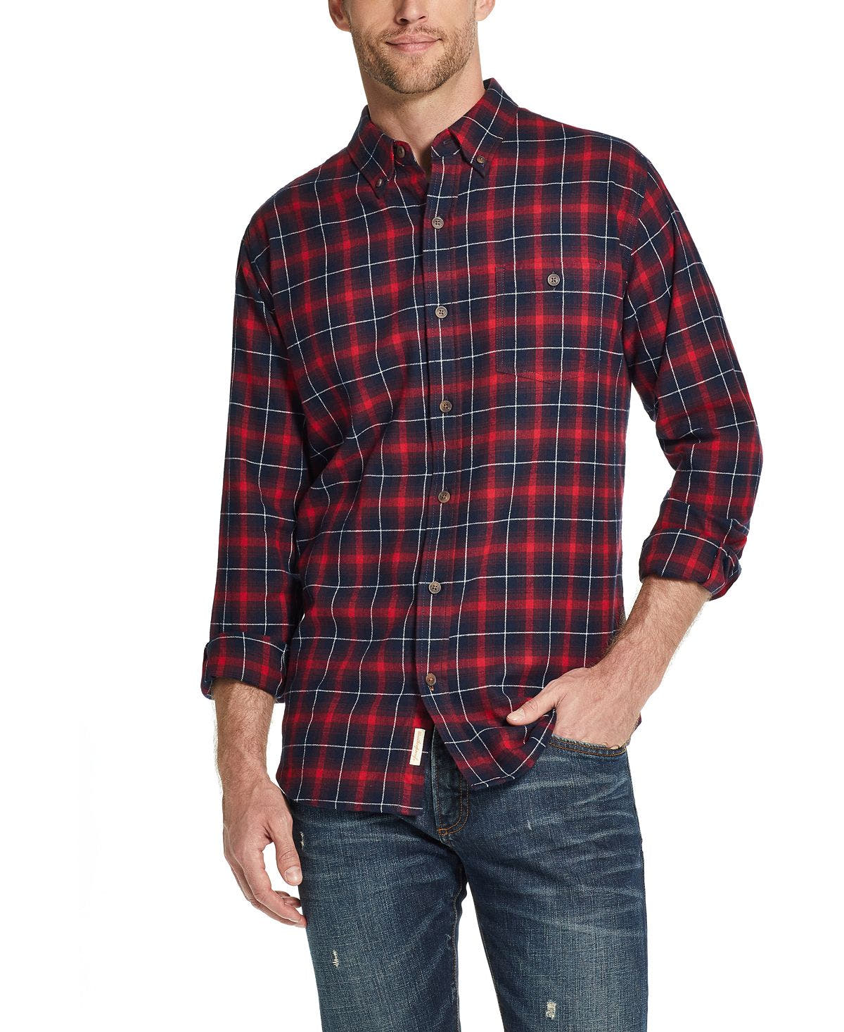 Weatherproof Vintage Brushed Antique Flannel Plaid Shirt Admiral