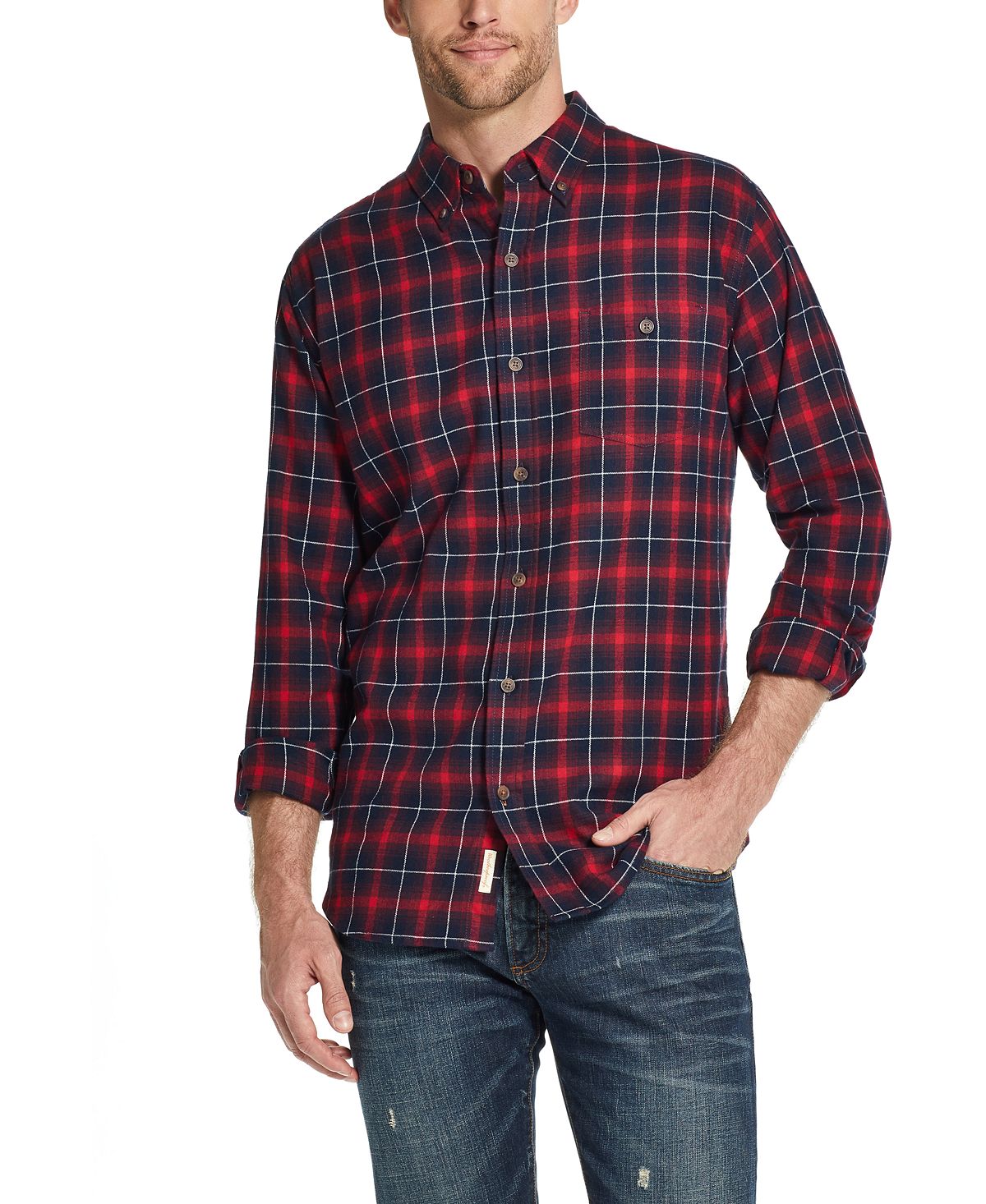 Weatherproof Vintage Brushed Antique Flannel Plaid Shirt Admiral