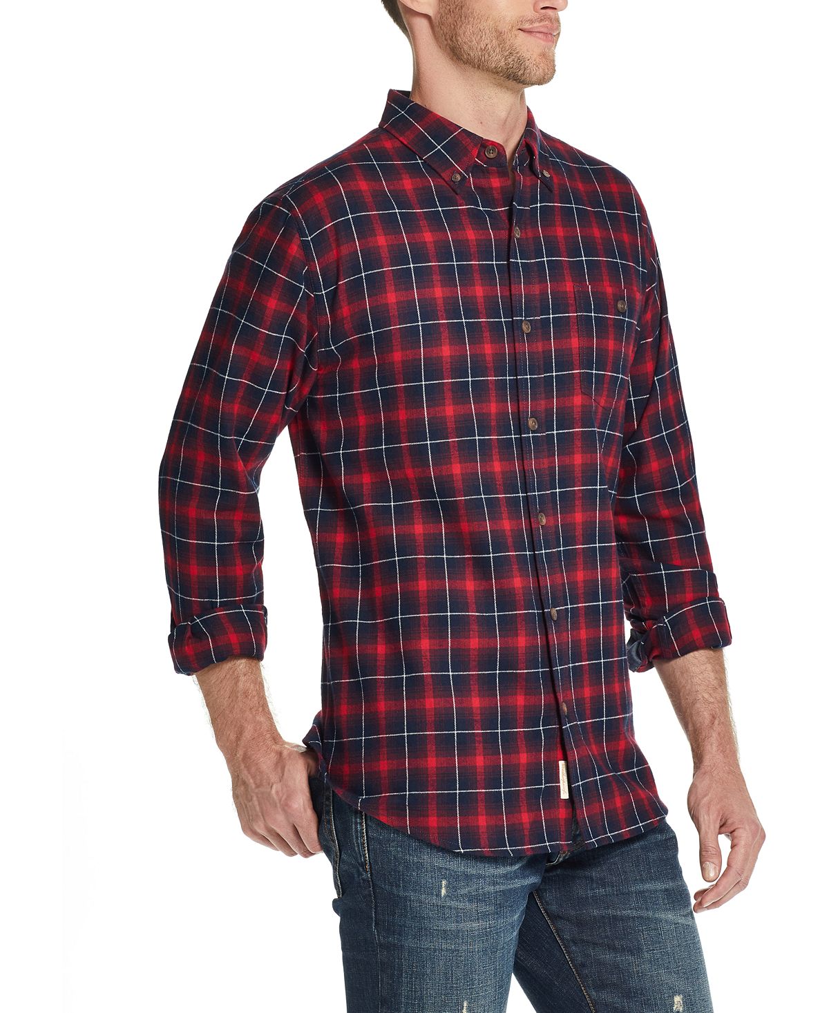 Weatherproof Vintage Brushed Antique Flannel Plaid Shirt Admiral